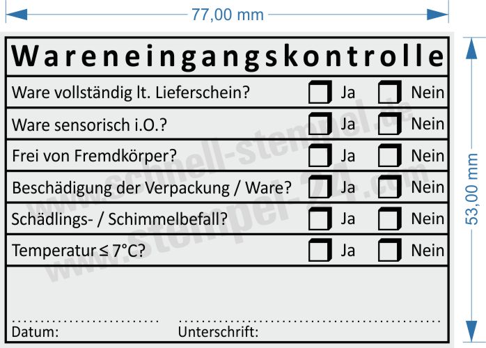 Wareneingangsstempel Temperatur